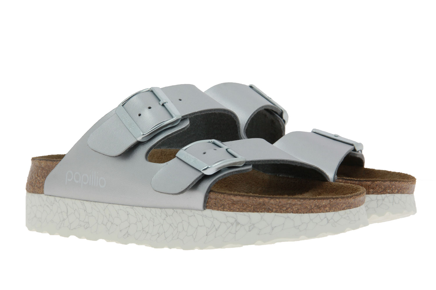 Papillio by Birkenstock Pantolette SCHMAL ARIZONA MONOCHROME MARBLE SILVER (38)