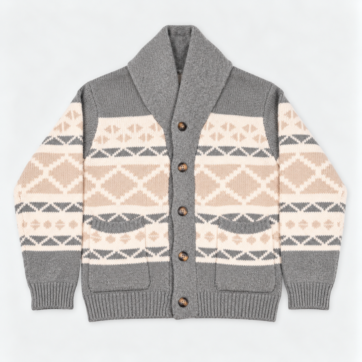 Tooco Unisex- Cardigan EVEREST EVR- grau/ beige/ cream