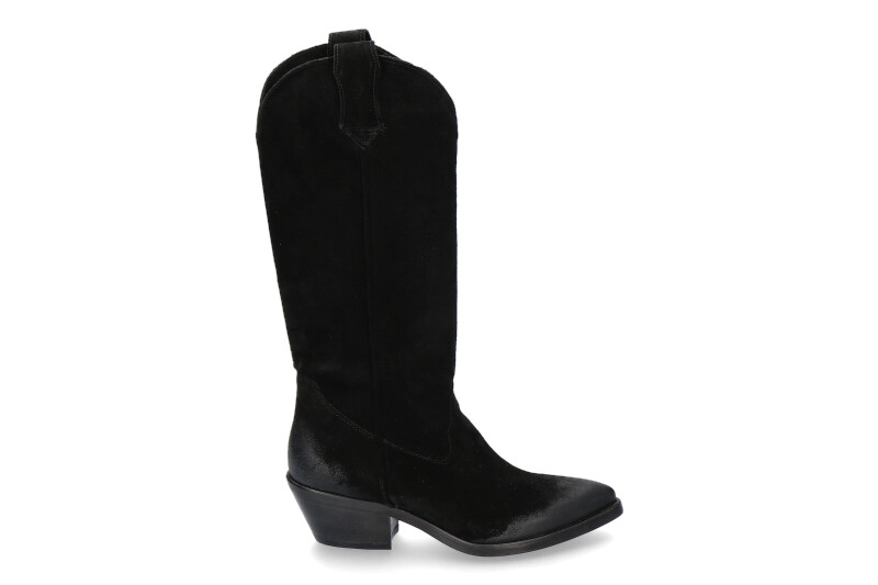 Lazamani Cowboy Boots VELOURS NERO- schwarz