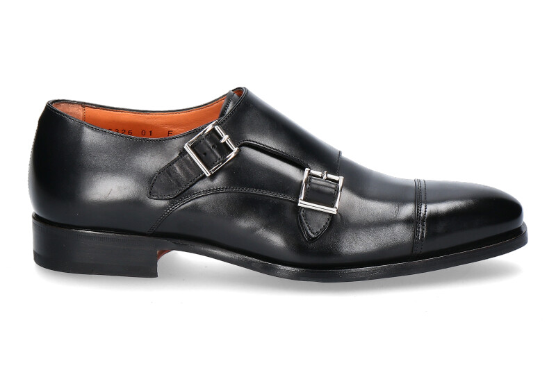 Santoni Monk LEATHER NERO (43)