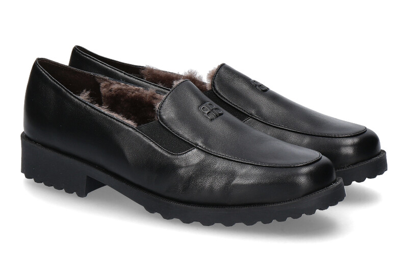 Brunate Slipper gefüttert DANY NAPPA NERO (39½)