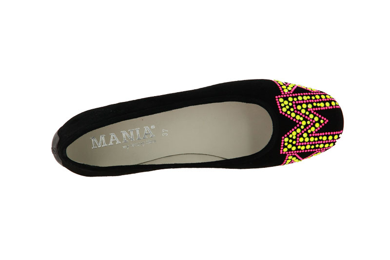 Mania Slipper CAMOSCIO NERO SWAROVSKI NEON (38)