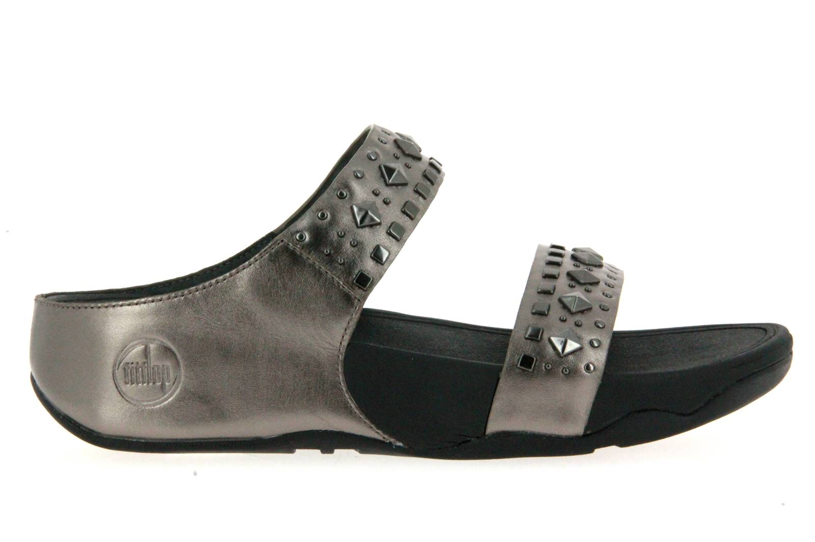 Fitflop Pantolette BIKER CHIC SLIDE PEWTER (39)