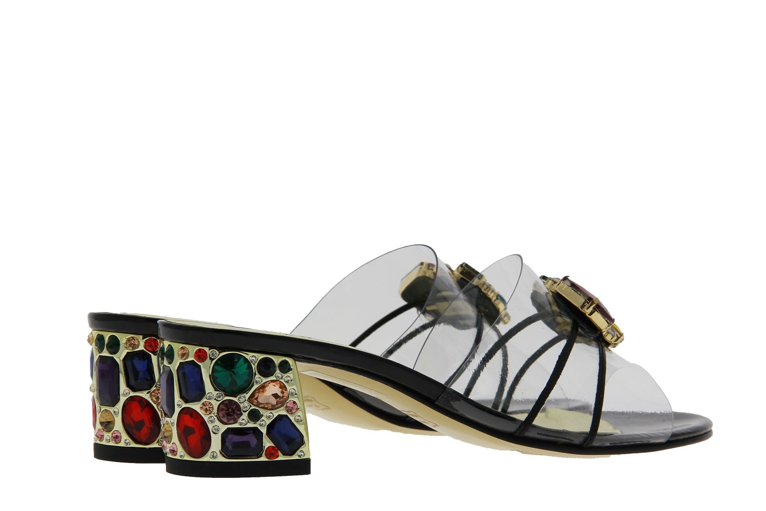 Azuree Cannes Pantolette NADORI9AM VERNIS NOIR MOTIF MULTI (36½)