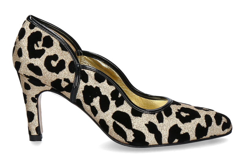 Azuree Cannes Pumps RAPIDO TISSU JAGUAR ORO VERNIS NOIR (40½)