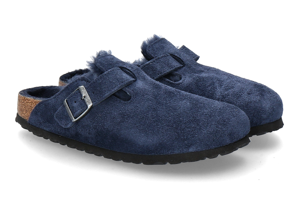 Birkenstock Pantolette gefüttert BOSTON SCHMAL SUEDE - new navy/dunkelblau