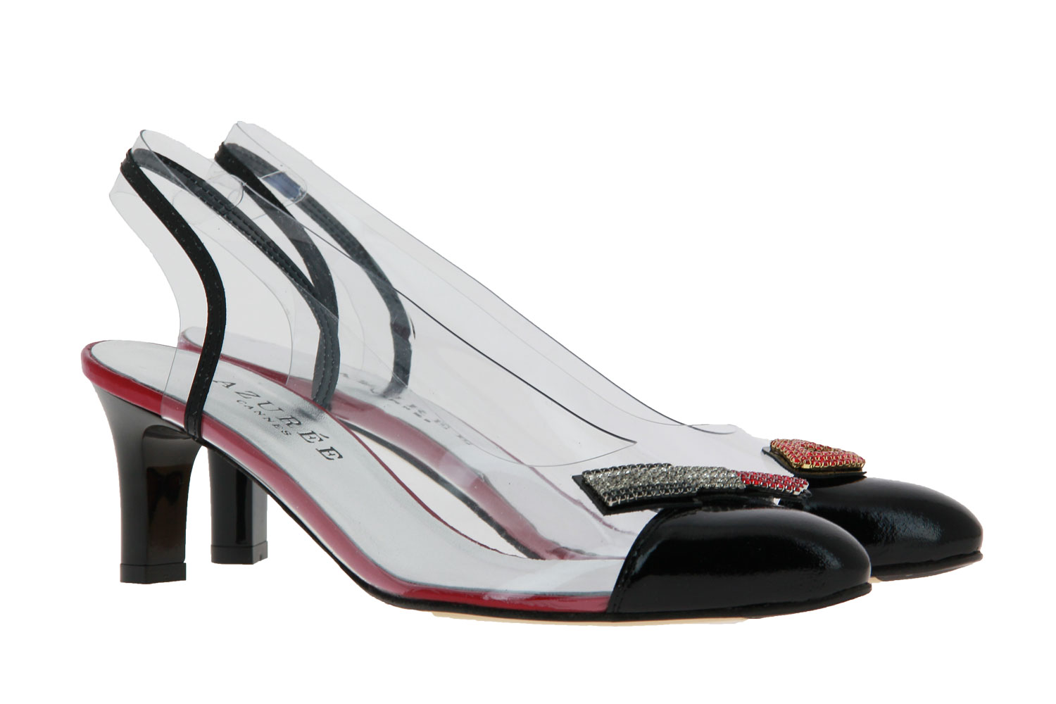 Azuree Cannes Slingpumps LINGA VERNIS NOIR (40)