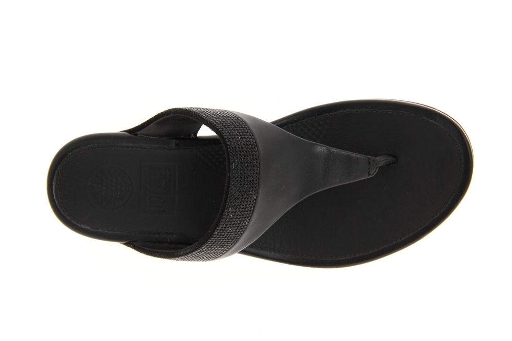 Fitflop Pantolette BANDA MICRO-CRYSTAL TOE-POST ALL BLACK (42)