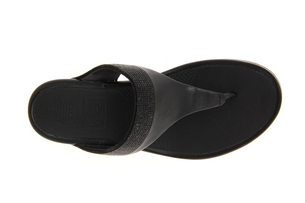 Fitflop Pantolette BANDA MICRO-CRYSTAL TOE-POST ALL BLACK (39)