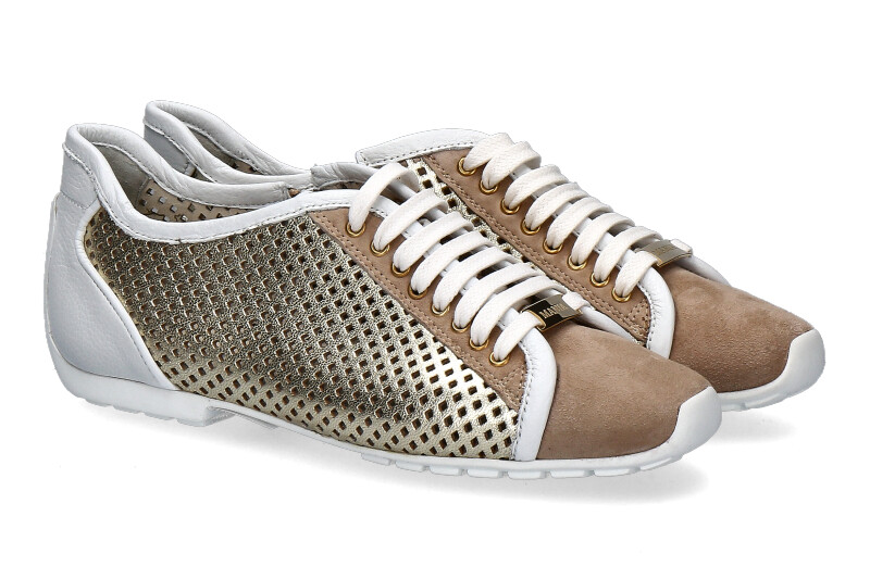 Mania Sneaker VELOUR LAMINADO TAUPE BIANCO