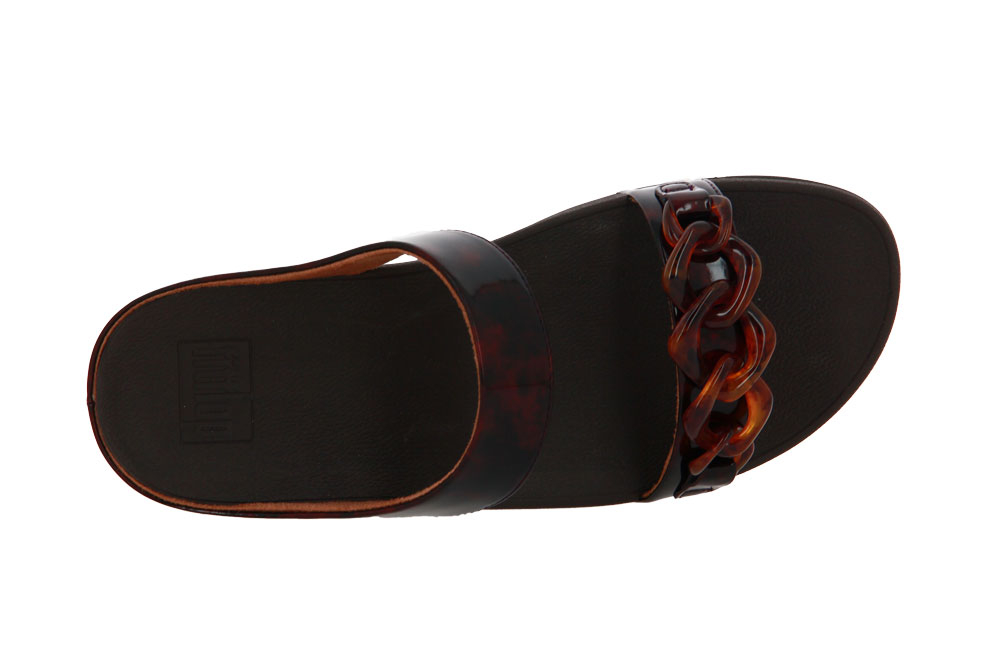 Fitflop Pantolette FINO TORTOISESHELL CHAIN SLIDE CHOCOLATE BROWN (41)