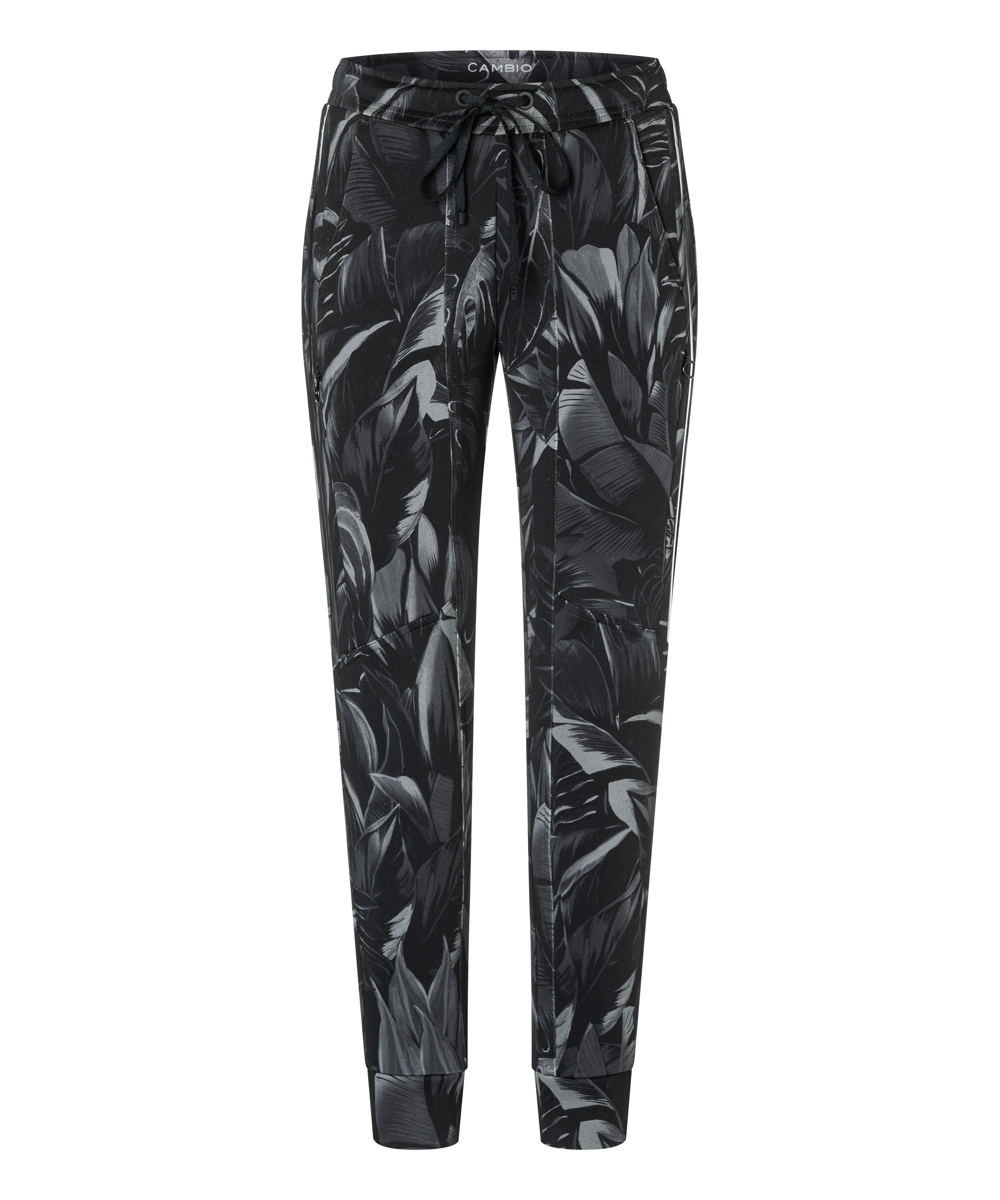 Cambio Stoffhose JORDEN GREY BLACK LEAVES 