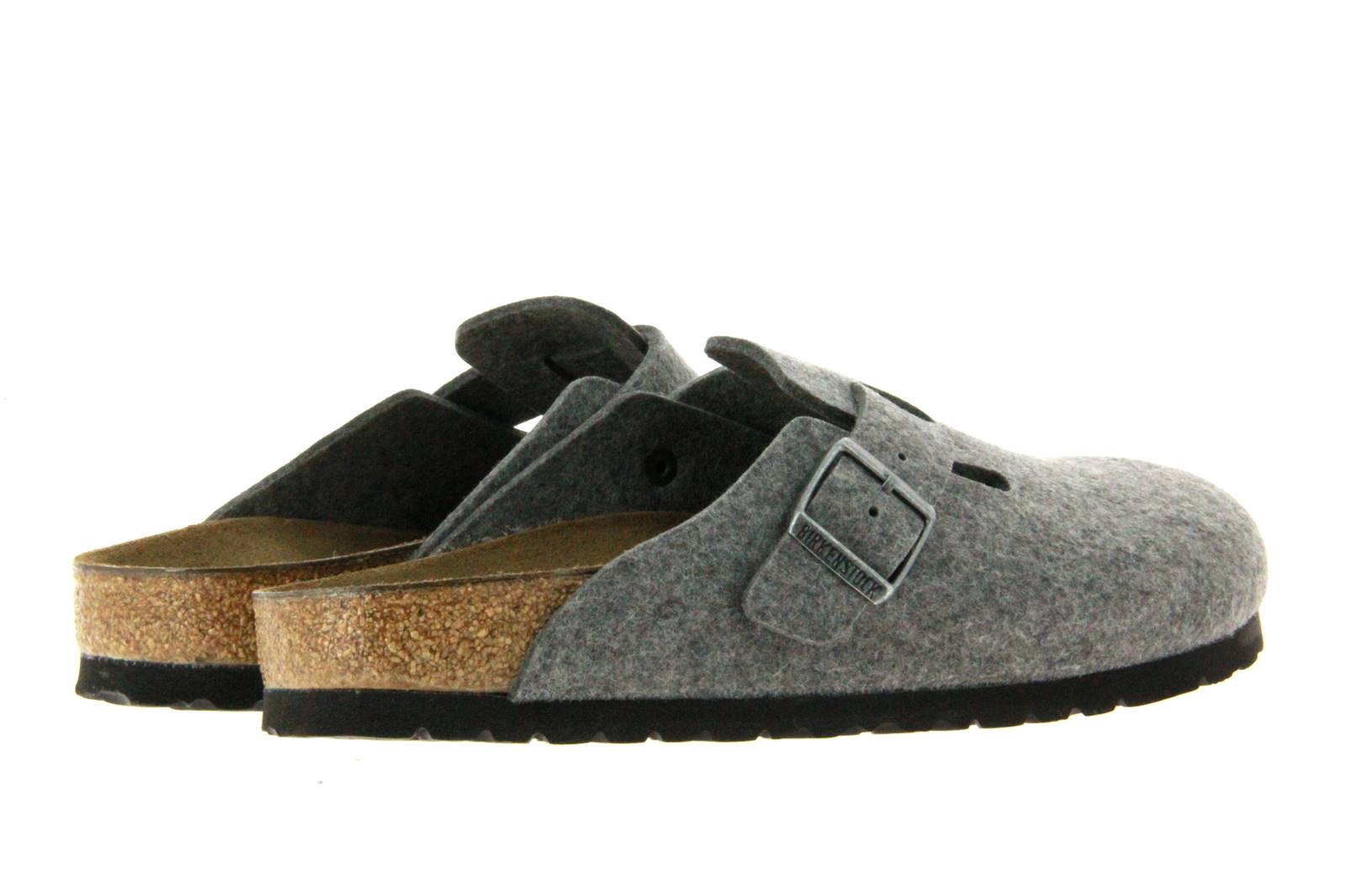 Birkenstock Clogs BOSTON SCHMAL WOLLE HELLGRAU (45)