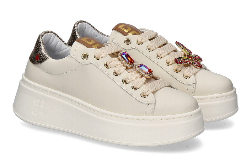 Gio+ Damen-Sneaker PIA140A VITELLO COMBI- milk/farfalla