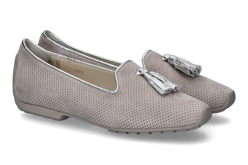 Mania Ballerina im Pantoffelschnitt CAMOSCIO PERLATO ARGENTO (37 )