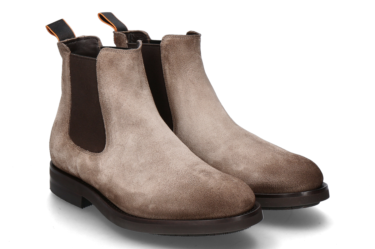 Santoni Herren-Chelsea Boot ENVER CAMOSCIO- taupe/ brown