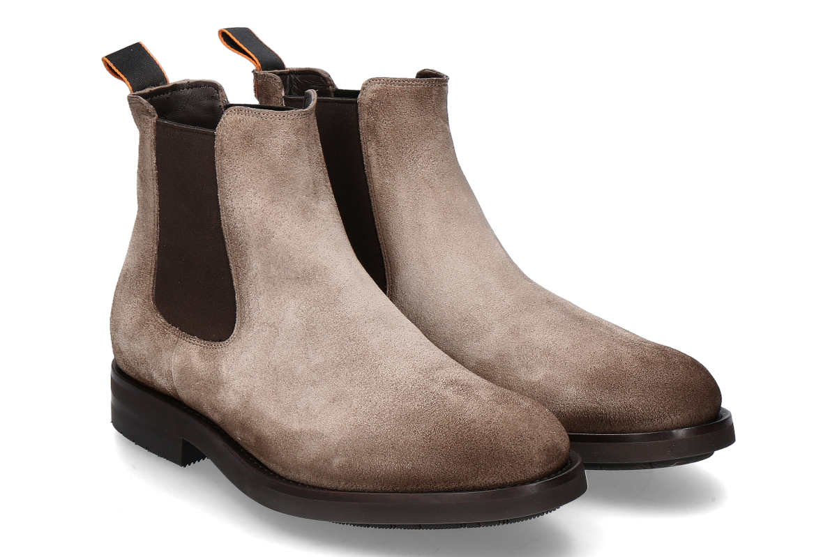 Santoni Herren-Chelsea Boot ENVER CAMOSCIO- taupe/ brown