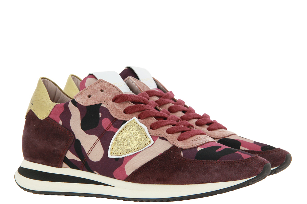 Philippe Model Sneaker TROPEZ LOW WOMAN CAMOUFLAGE BORDEAUX