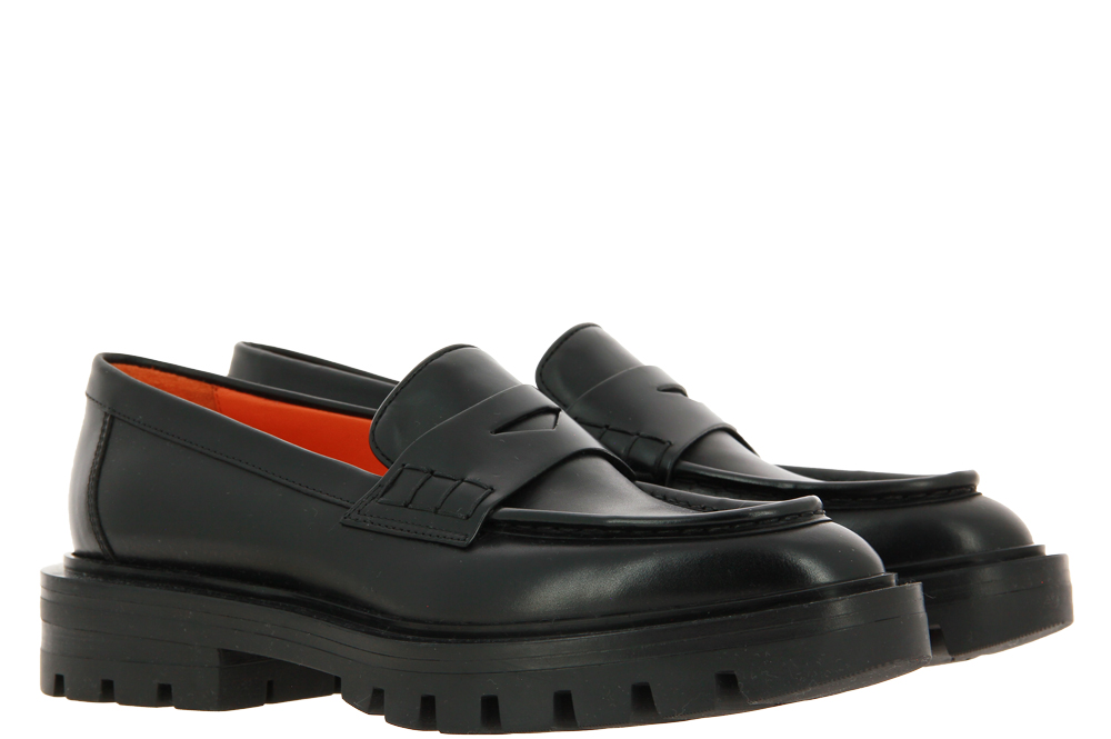Santoni Slipper LEATHER NERO