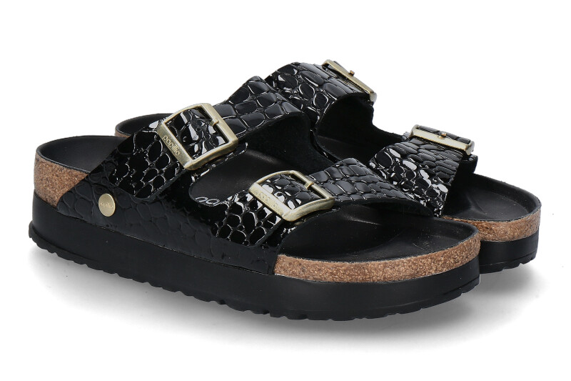 Papillio by Birkenstock Pantolette ARIZONA SCHMAL PLATFORM LACK- geprägt schwarz