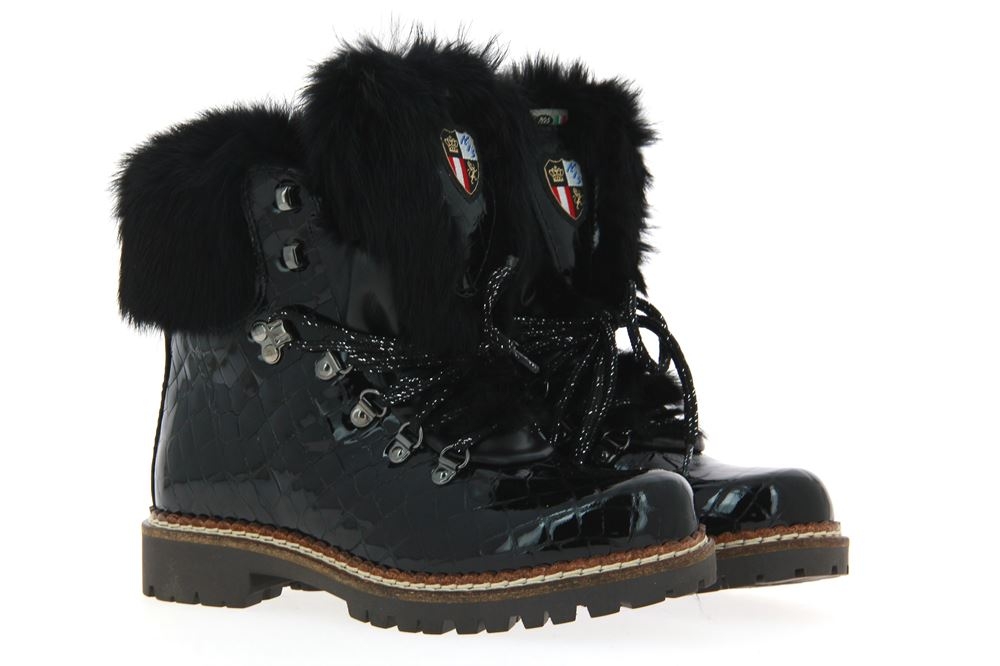 New Italia Shoes Stiefelette gefüttert KROKO-OPTIK LEDER SCHWARZ (39)