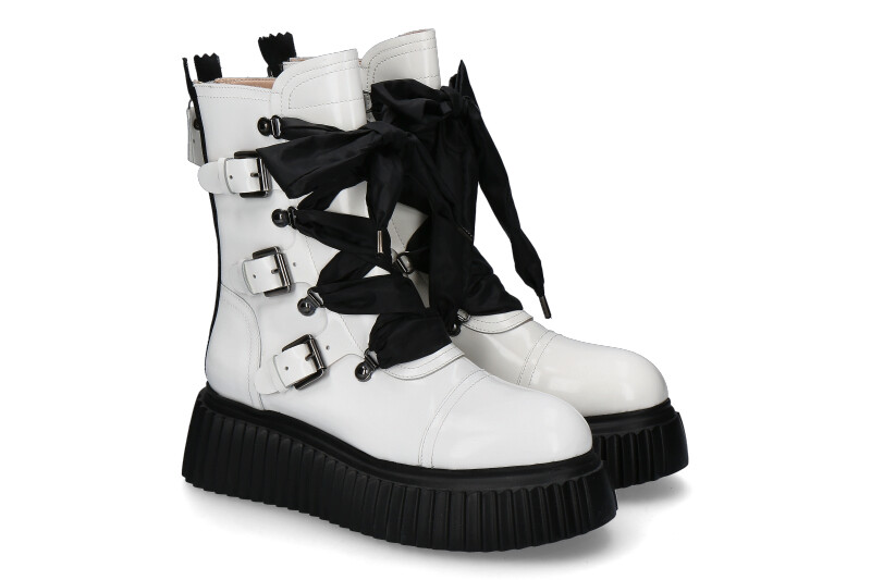 AGL Attilio Giusti Leombruni Combat-Boots MARILU' BIANCO NERO