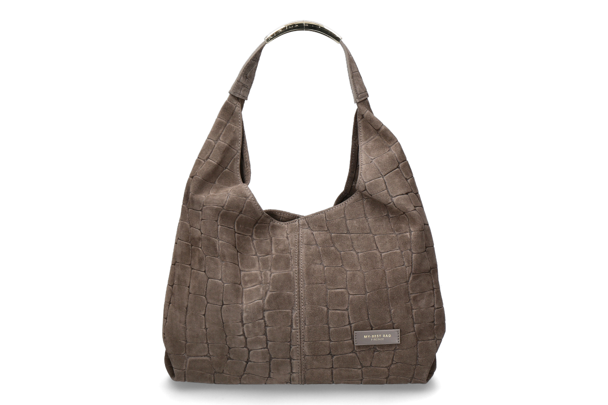 My-Best Bag Firenze Beuteltasche ELISSE CROCO SUEDE- taupe/ grau