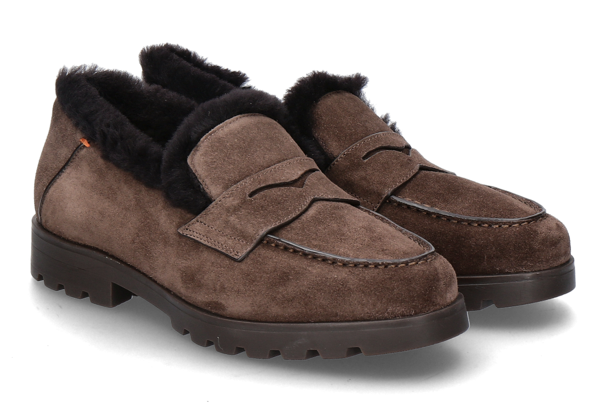 Santoni Damen- Loafer gefüttert VELOURS- dark brown/ dunkelbraun