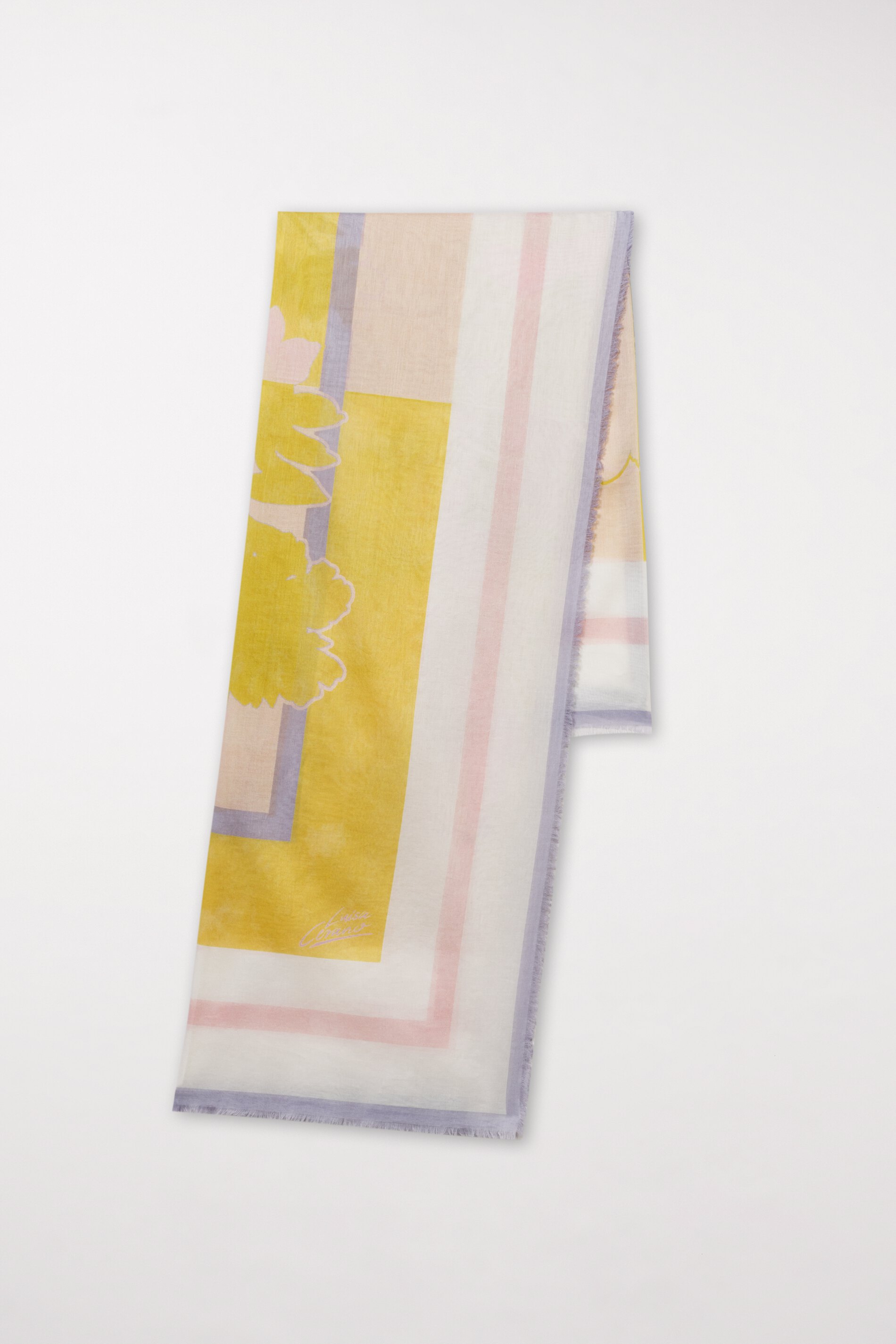 Luisa Cerano Tuch SCARF BLOSSOM - dusty blush/acid yellow/multi