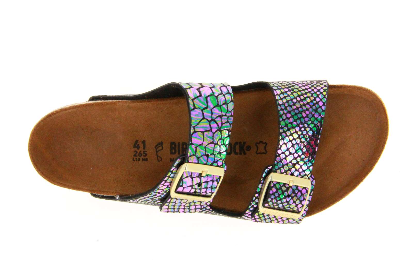 Birkenstock Pantolette ARIZONA NORMAL SHINY SNAKE BLACK MULTICOLOR  (42)