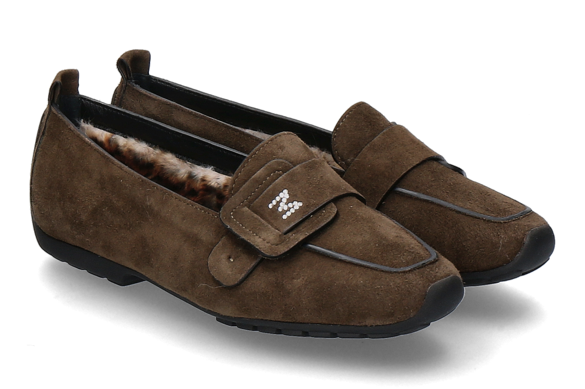 Mania Loafer gefüttert CAMOSCIO STRASS- khaki/ dunkelgrün