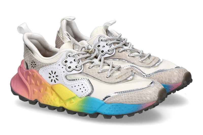 Flower Mountain Sneaker KOTETSU WOMAN EMOSSED LEATHER WHITE RAINBOW