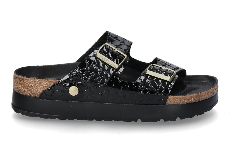 Papillio by Birkenstock Pantolette ARIZONA SCHMAL PLATFORM LACK- geprägt schwarz
