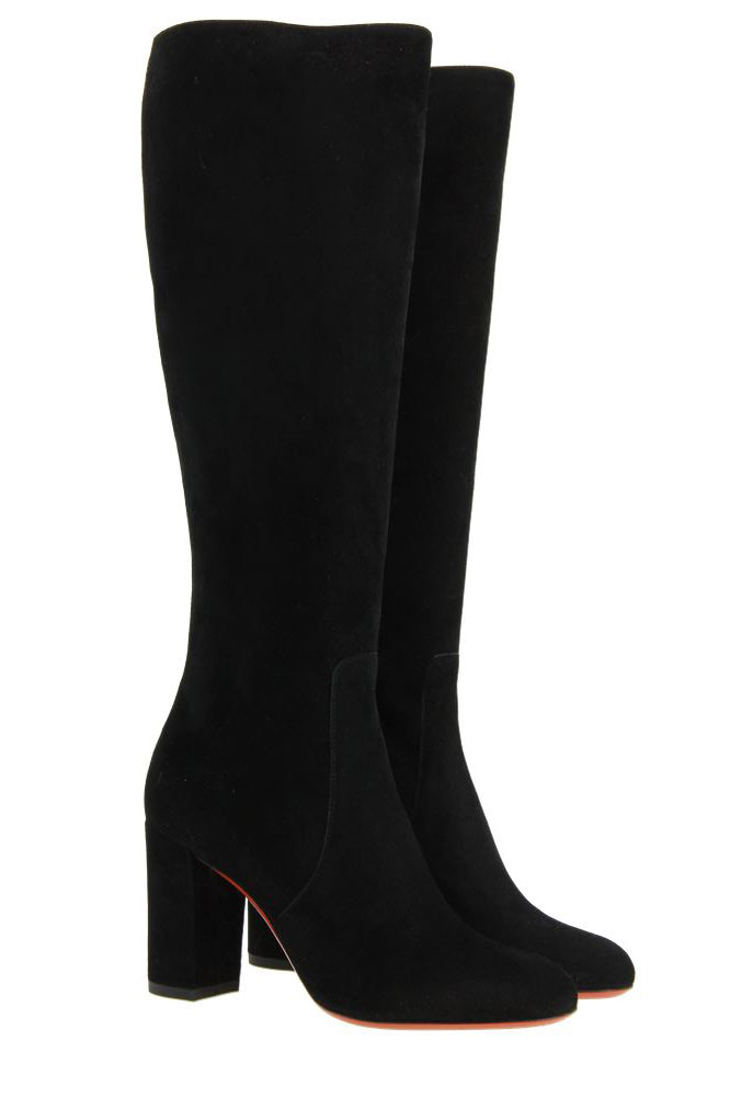 Santoni Stiefel VELOURSLEDER SCHWARZ (40)