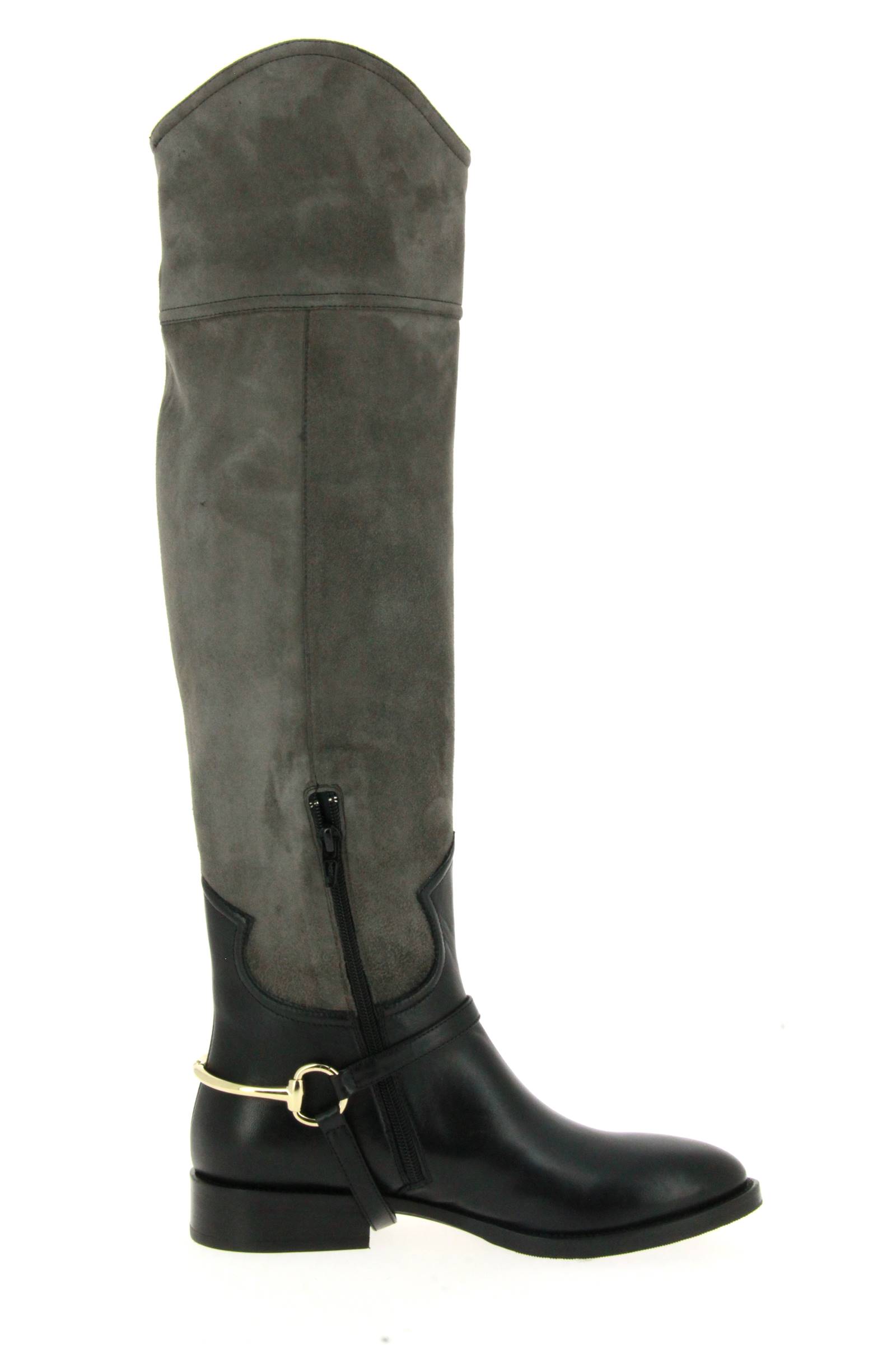 Le Pepé Stiefel CAMOSCIO FANGO NAPPA NERO (41)