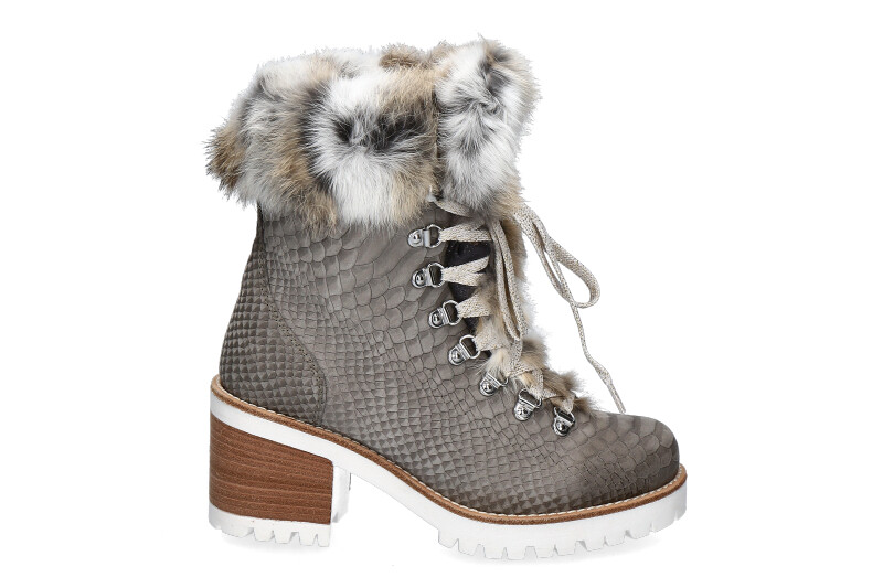 New Italia Shoes gefüttert REPTIL-OPTIK LEDER STEINFARBE  (36)