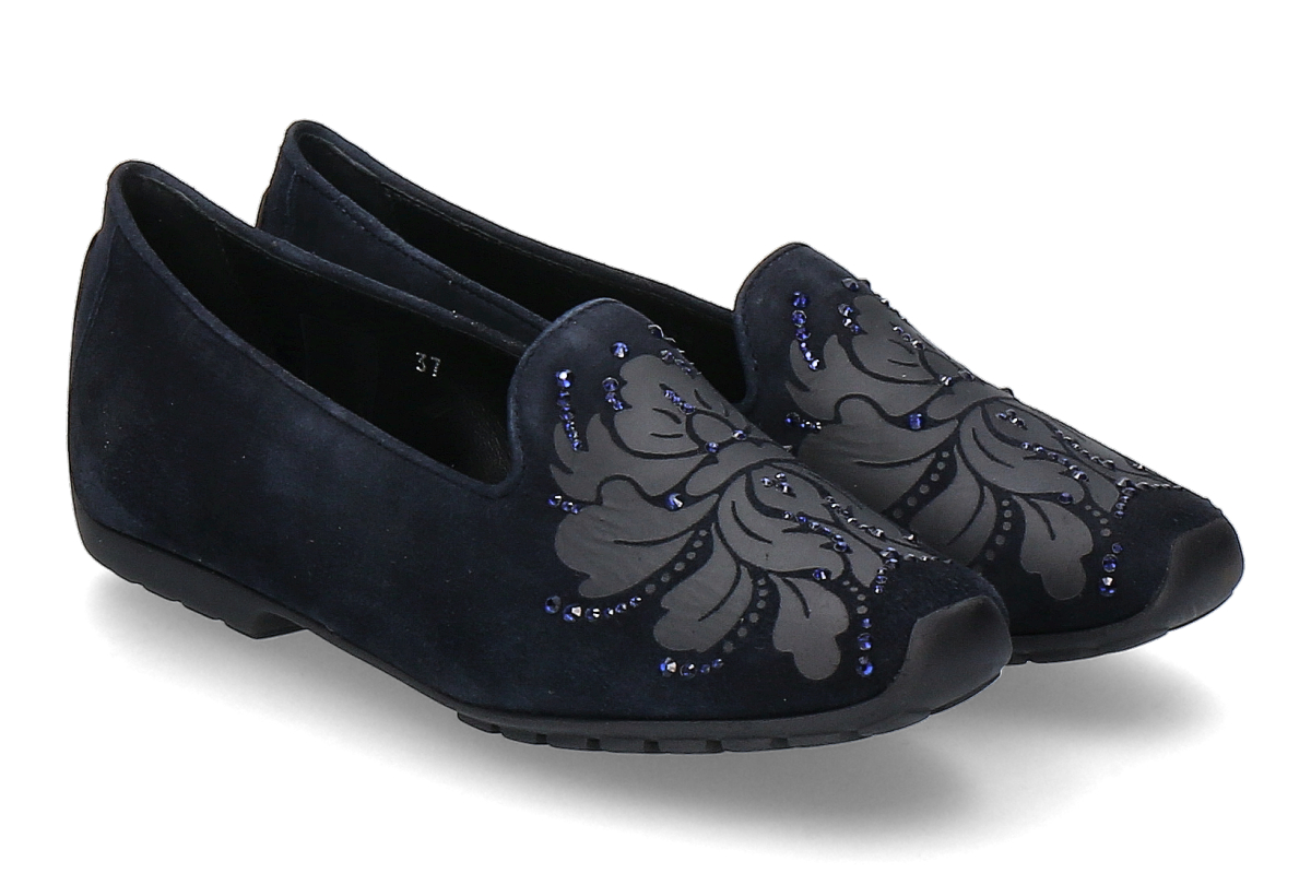 Mania Ballerina im Pantoffelschnitt CAMOSCIO FIORI- dunkelblau