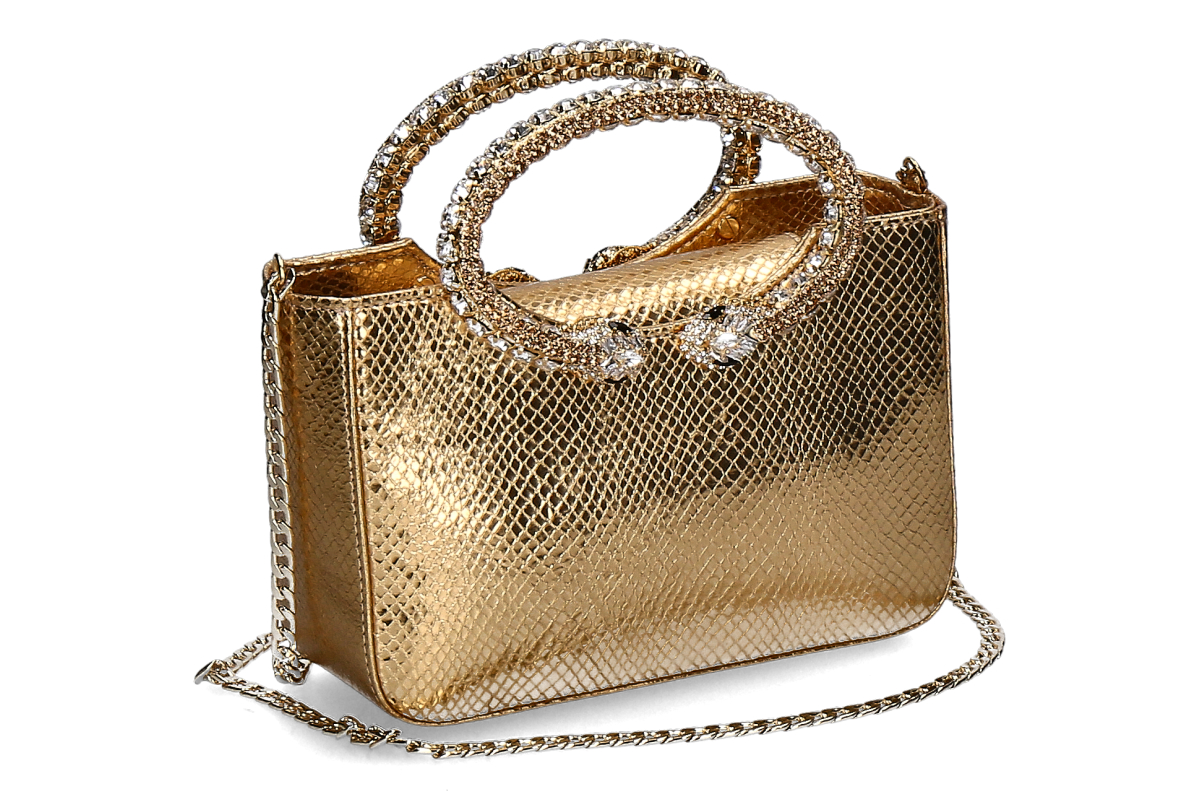 Paola Fiorenza Handtasche SNAKE CRISTALLI- ambra gold