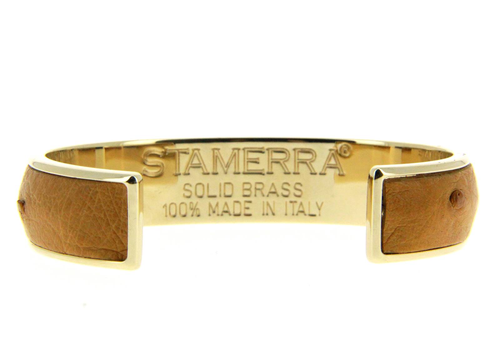 Stamerra Armband VERO GENUINE OSTRICH GOLD TABACCO