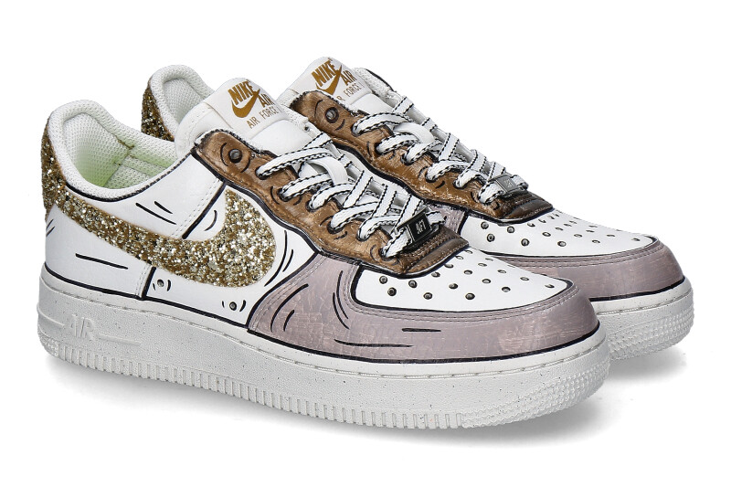 Nike Air Force 1 Sneaker by Ballo da Sola CARTOON GLITTER- gold/rosa