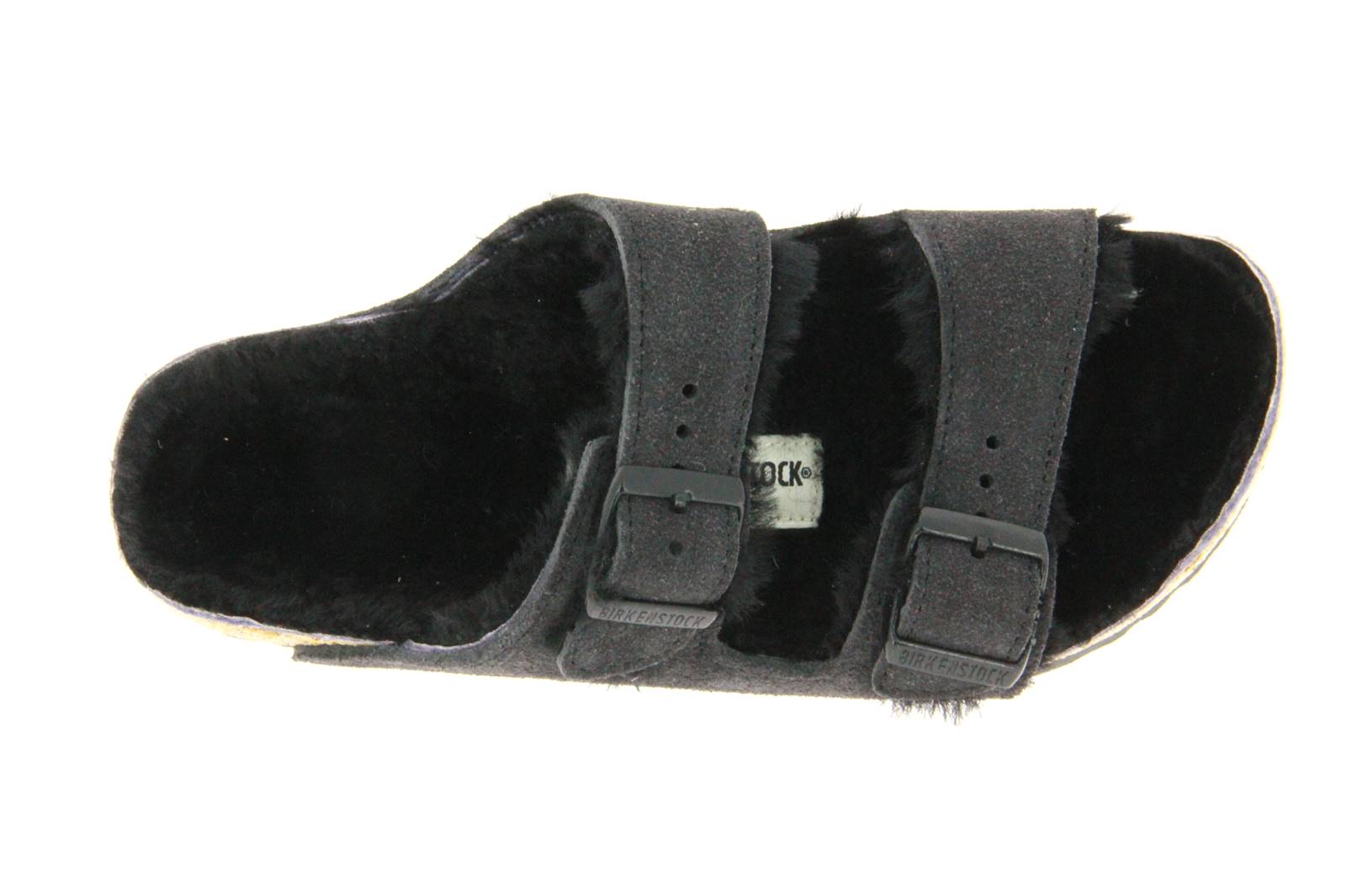 Birkenstock Pantolette ARIZONA FELL VELOURSLEDER GUNMETAL (42)