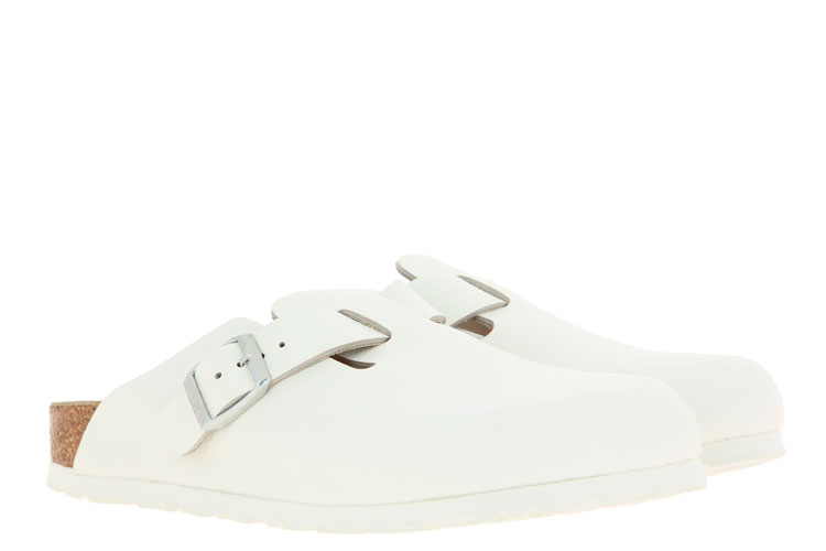 Birkenstock Clogs BOSTON SCHMAL NATURLEDER WEIß (45)