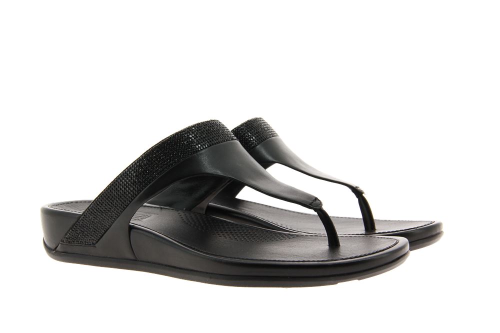 Fitflop Pantolette BANDA MICRO-CRYSTAL TOE-POST ALL BLACK (42)