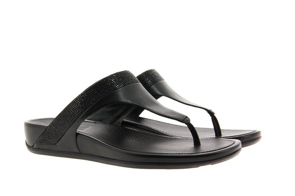 Fitflop Pantolette BANDA MICRO-CRYSTAL TOE-POST ALL BLACK (37 )