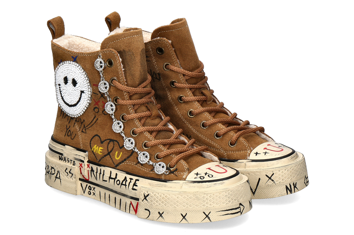 Nan-Ku Couture High Top Sneaker gefüttert SKATER SMILEY - camel/hellbraun Nan-Ku Couture High Top Sneaker gefüttert SKATER SMILEY - camel/hellbraun