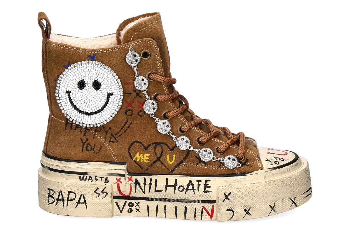 Nan-Ku Couture High Top Sneaker gefüttert SKATER SMILEY - camel/hellbraun Nan-Ku Couture High Top Sneaker gefüttert SKATER SMILEY - camel/hellbraun