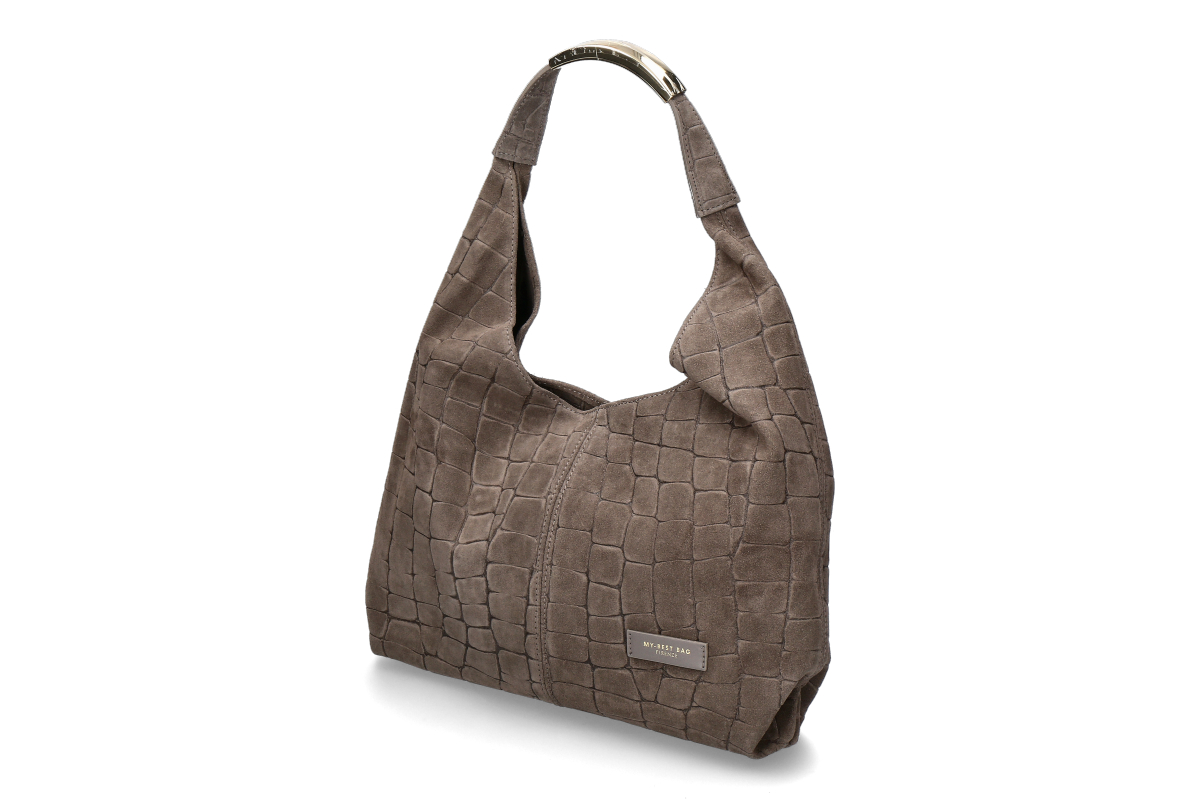 My-Best Bag Firenze Beuteltasche ELISSE CROCO SUEDE- taupe/ grau