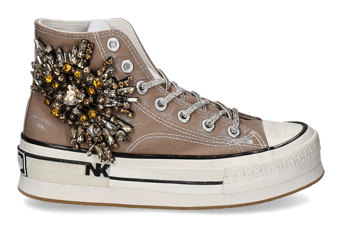 Nan-Ku Couture Damen- High Top Sneaker ESA31- taupe/ beige