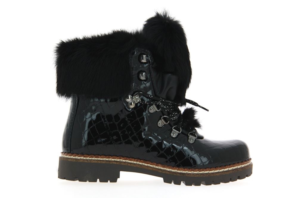 New Italia Shoes Stiefelette gefüttert KROKO-OPTIK LEDER SCHWARZ (39)
