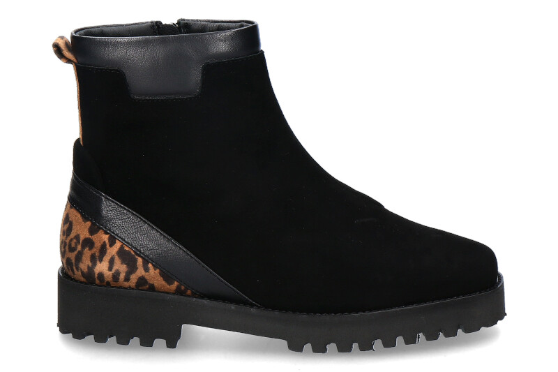 Mania Stiefelette CAMOSCIO NERO LEOPARDINO